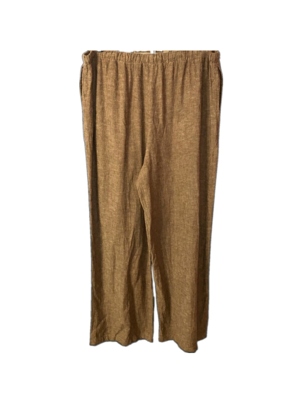 Rachel Zoe Wide Leg Pants Womens Lg Brown Linen Blend Relaxed Coastal Grandma - Picture 2 of 8